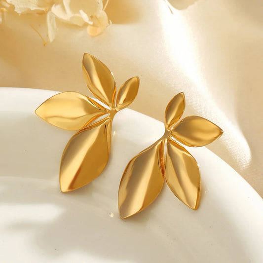 Olivia Gold Leaf Studs