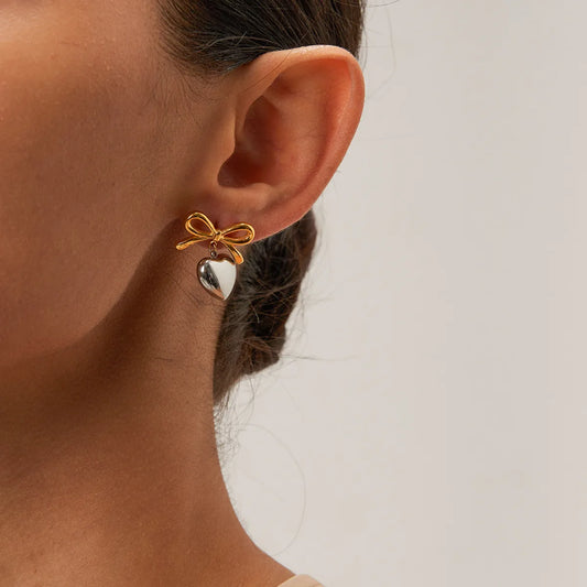 Grace Bow Heart Earrings